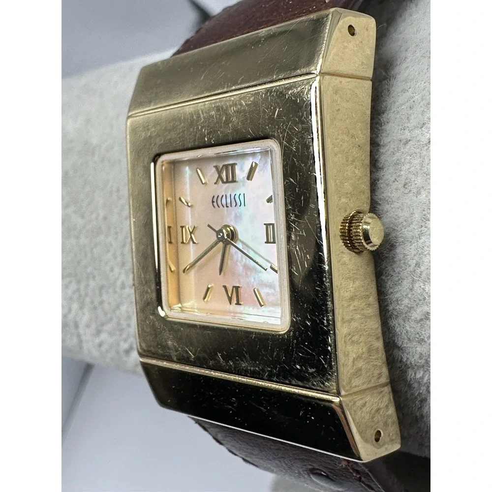Ecclissi 80215 New Battery Gold Tone Ladies MOP‎ Watch 25MM 7